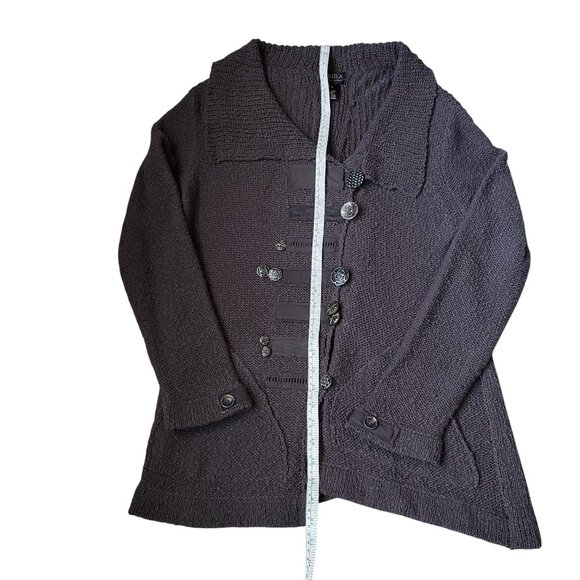 Asymmetrical Cardigan with Unique Button Details Thunder Grey Size Medium - Picture 8 of 14